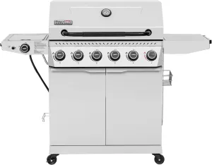 Royal Gourmet GA6406W 6 Burner Propane Gas Grill with Foldable Right-Side Table, 74,000 BTUs, Cabinet Style Gas BBQ Grill with Side Burner for Barbecue Grilling & Backyard Cooking, White