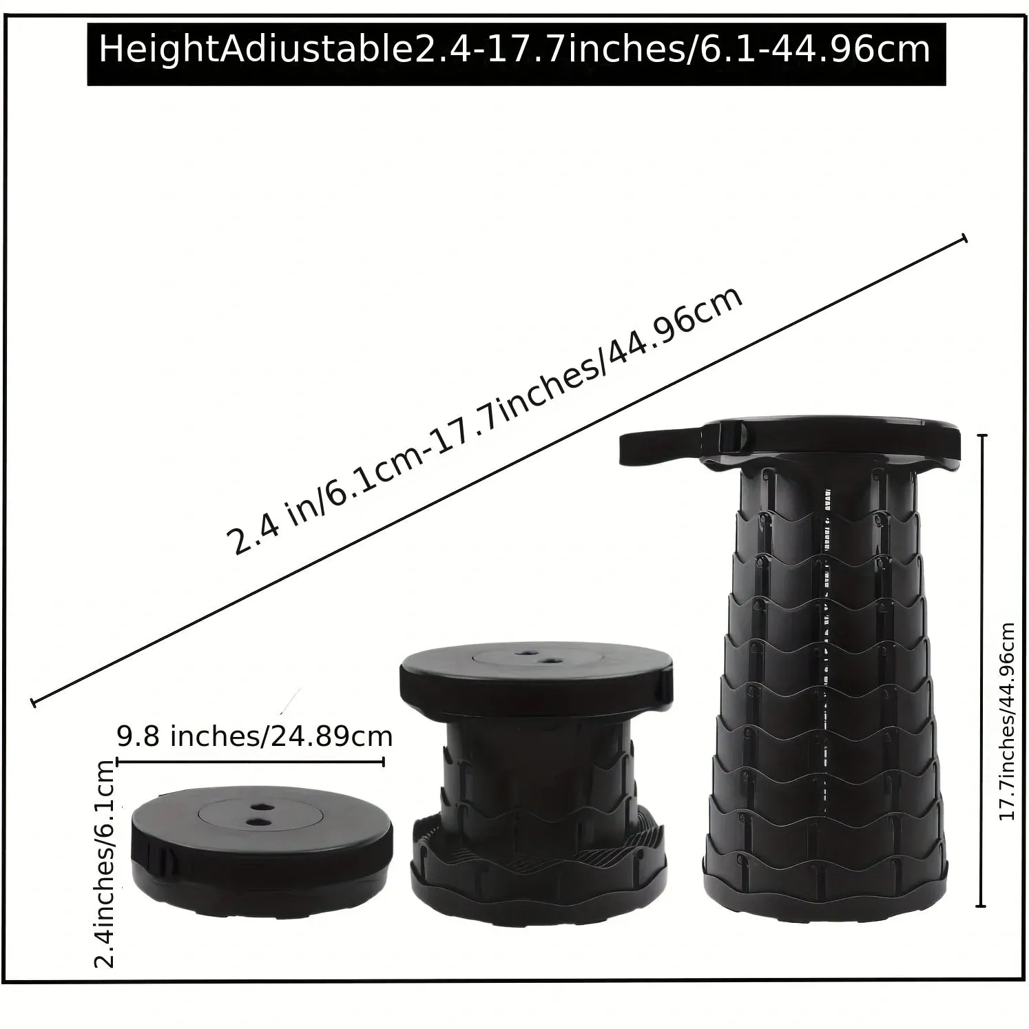 Royaleva Collapsible Folding Telescopic Stool Portable Seat