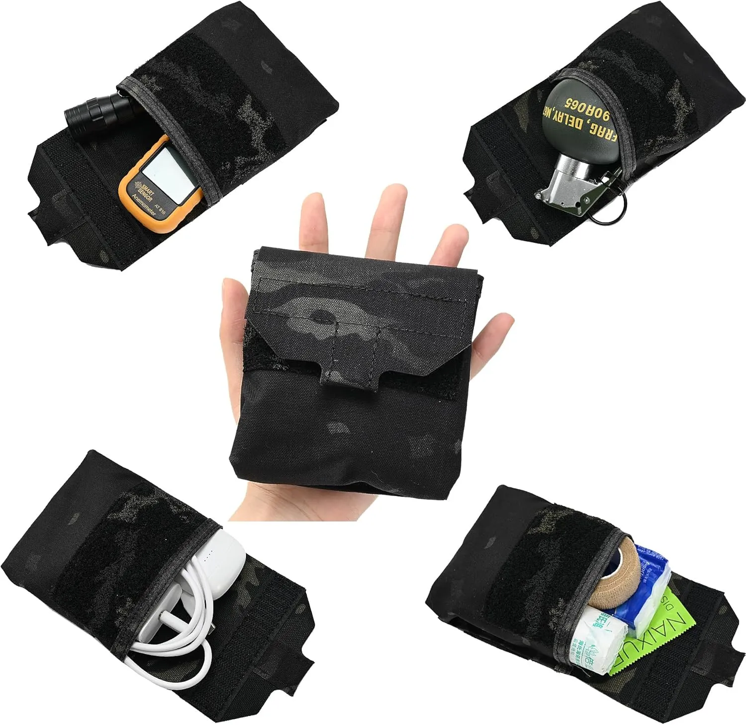 SABADO Tactical Mini Molle Utility Pouch Essential Medical IFAK Pouch General Purpose Micro GP Pouch Flashlight Earplug Holder EDC Gear