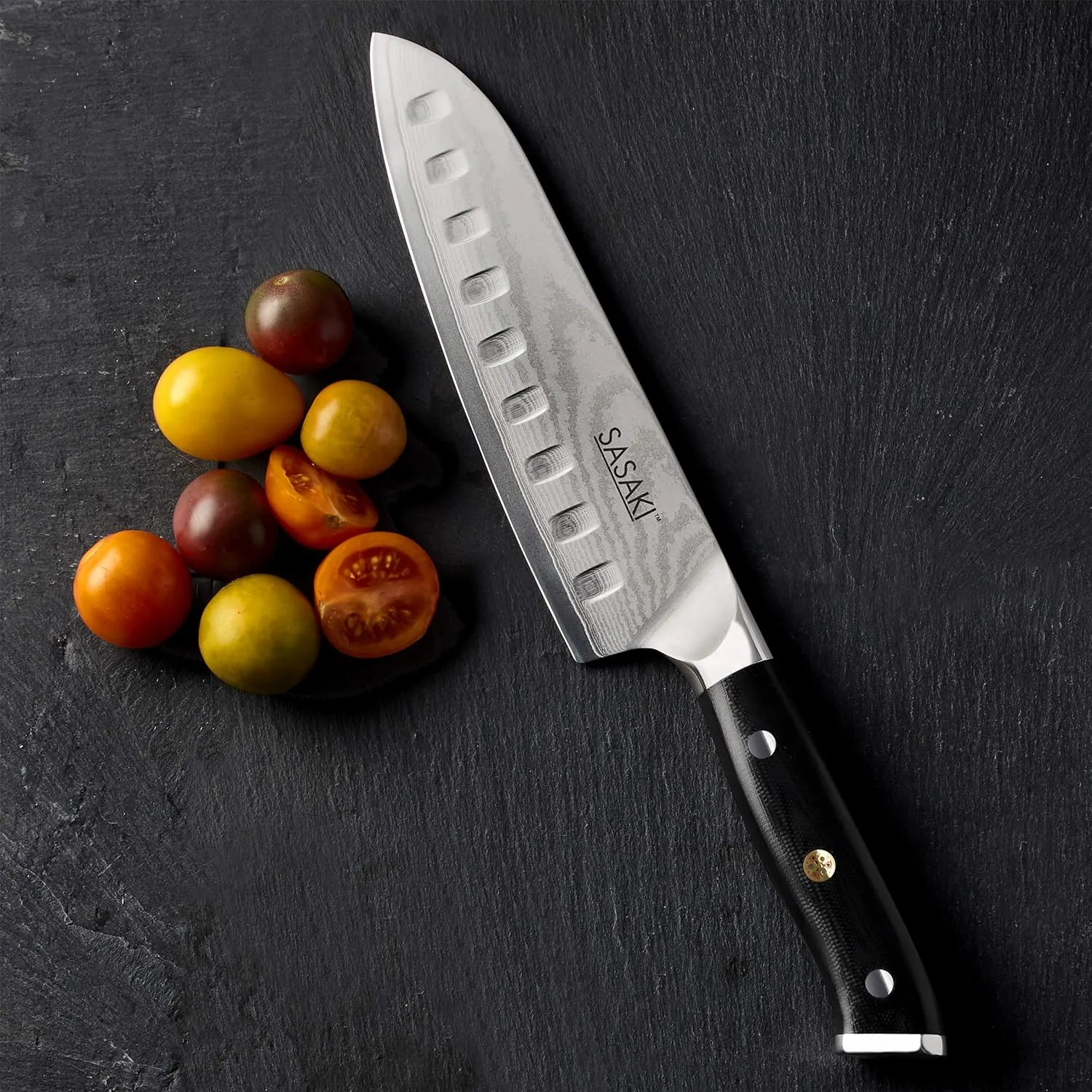 Sasaki Masuta Japanese AUS-10 Stainless Steel Santoku Knife with Locking Sheath, 7-Inch
