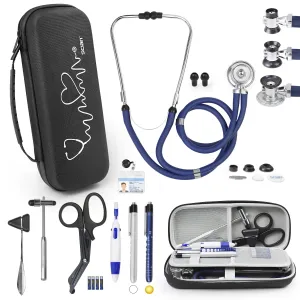 Scian 13 Pcs Stethoscope Case Kits, Supplies Inclued, Perfect Nurse Gift Stethoscope Holder for Nurse Medical Student, Black Portable First Aid Kit Bag with Medical Scissor, Nurse Accessories for Work
