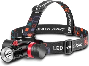 Scuba Diving Headlamp Dive Light, Underwater Dive Light Rechargeable, Professional IPX8 Waterproof Diving Headlight with 3 Modes, Super Bright Dvie Lights with USB Charger for Caving Snorkeling