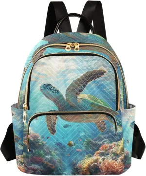 Sea Turtle Realism Ocean Fish 14 Inch lightweight, anti-theft laptop bags for women laptop backpack for travel&work