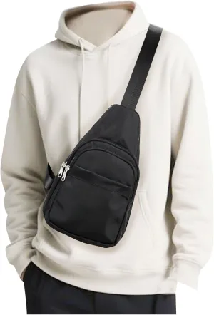 SEAFEW Small Black Sling Crossbody Bag for Men Women, Shoulder Daypack Mini Anti-Theft Cross Body Motorcycle Chest Bags, Small One Strap Fanny Back Pack for Casual Travel Hiking Sport Gym