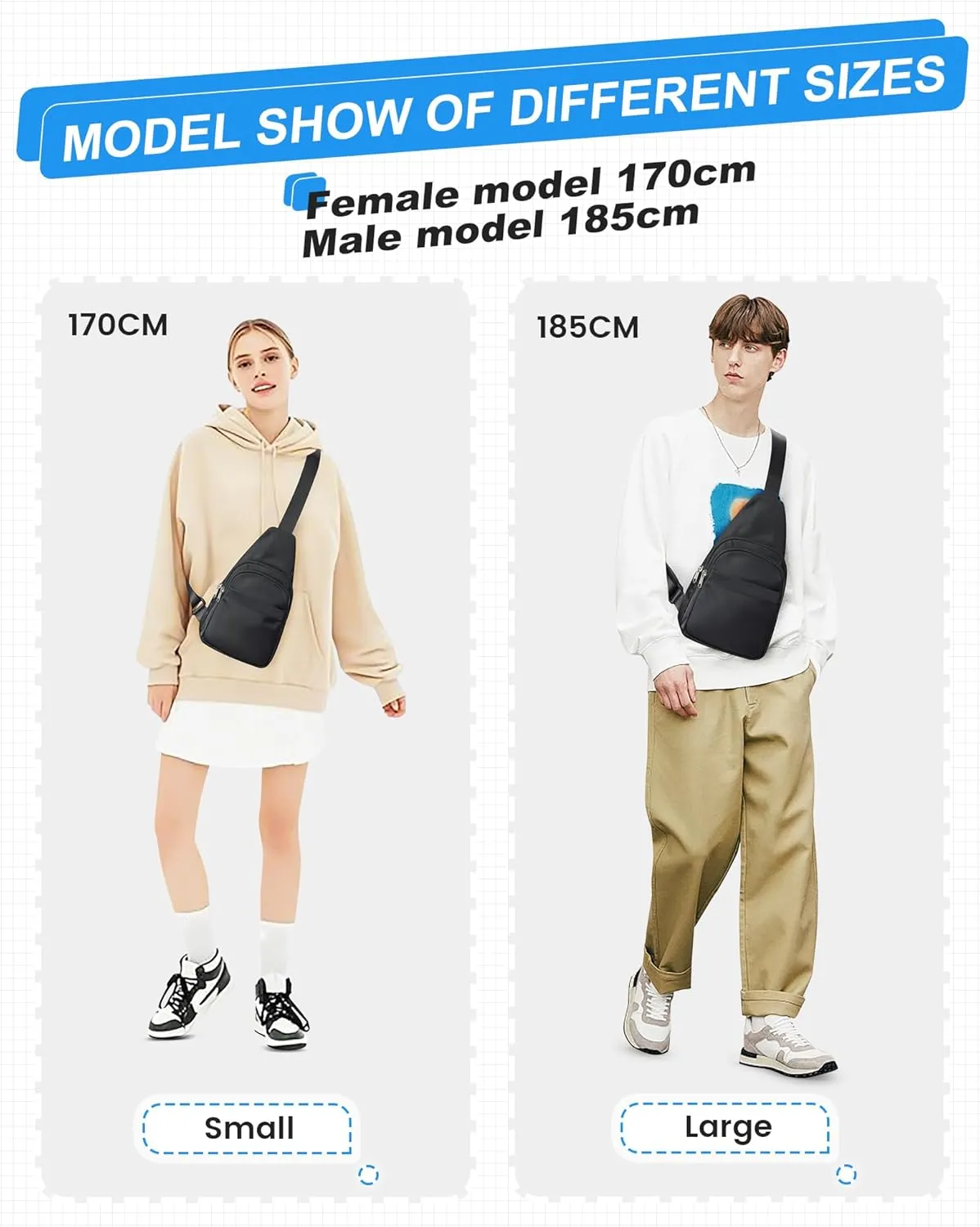SEAFEW Small Black Sling Crossbody Bag for Men Women, Shoulder Daypack Mini Anti-Theft Cross Body Motorcycle Chest Bags, Small One Strap Fanny Back Pack for Casual Travel Hiking Sport Gym