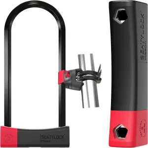 Seatylock Mason Bike U Lock and Mount Holder Kit - Patented Heavy Duty Anti Theft Diamond Secure ULock - Ultra Security Bicycle Safety Tool with Keys for City Electric or Mountain Bikes and Scooters