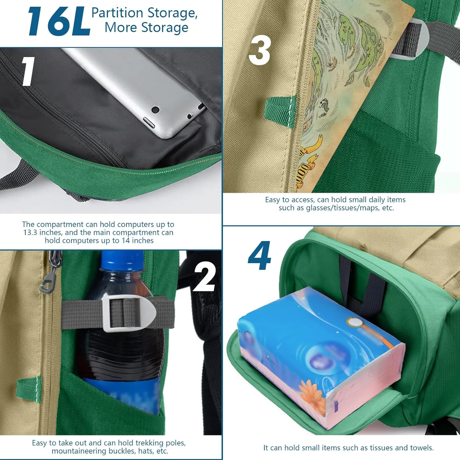 Seektop Kids Backpack 16L Children Small Outdoor Lightweight Waterproof Bag Boy Girl Ages 5-10 for Travel School Camping