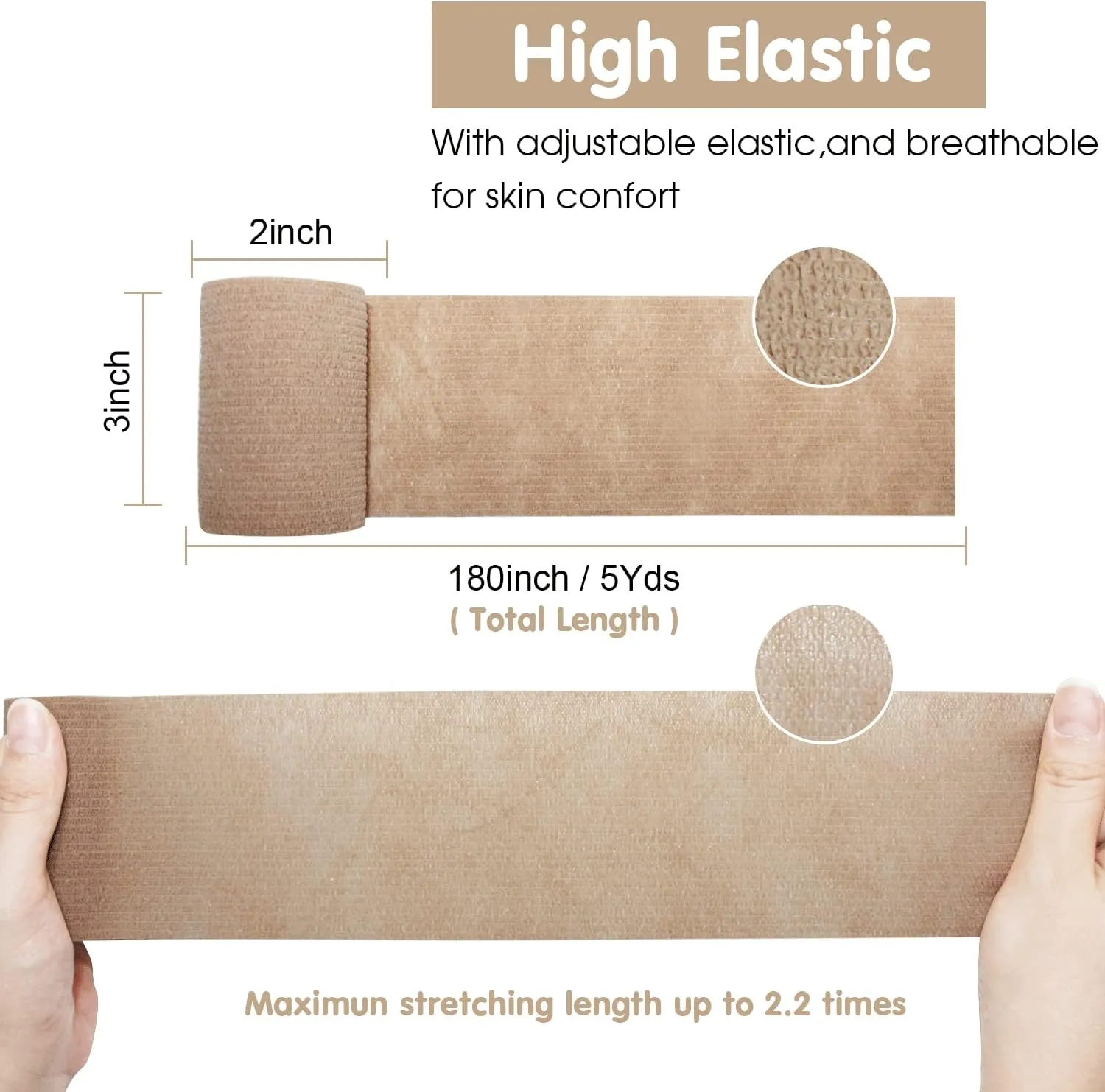 Self Adherent Cohesive Bandage Latex 3"x5 Yards First Aid Bandages Stretch Sport Athletic Wrap Vet Tape for Wrist Ankle Sprain and Swelling,Skin(12 Rolls)
