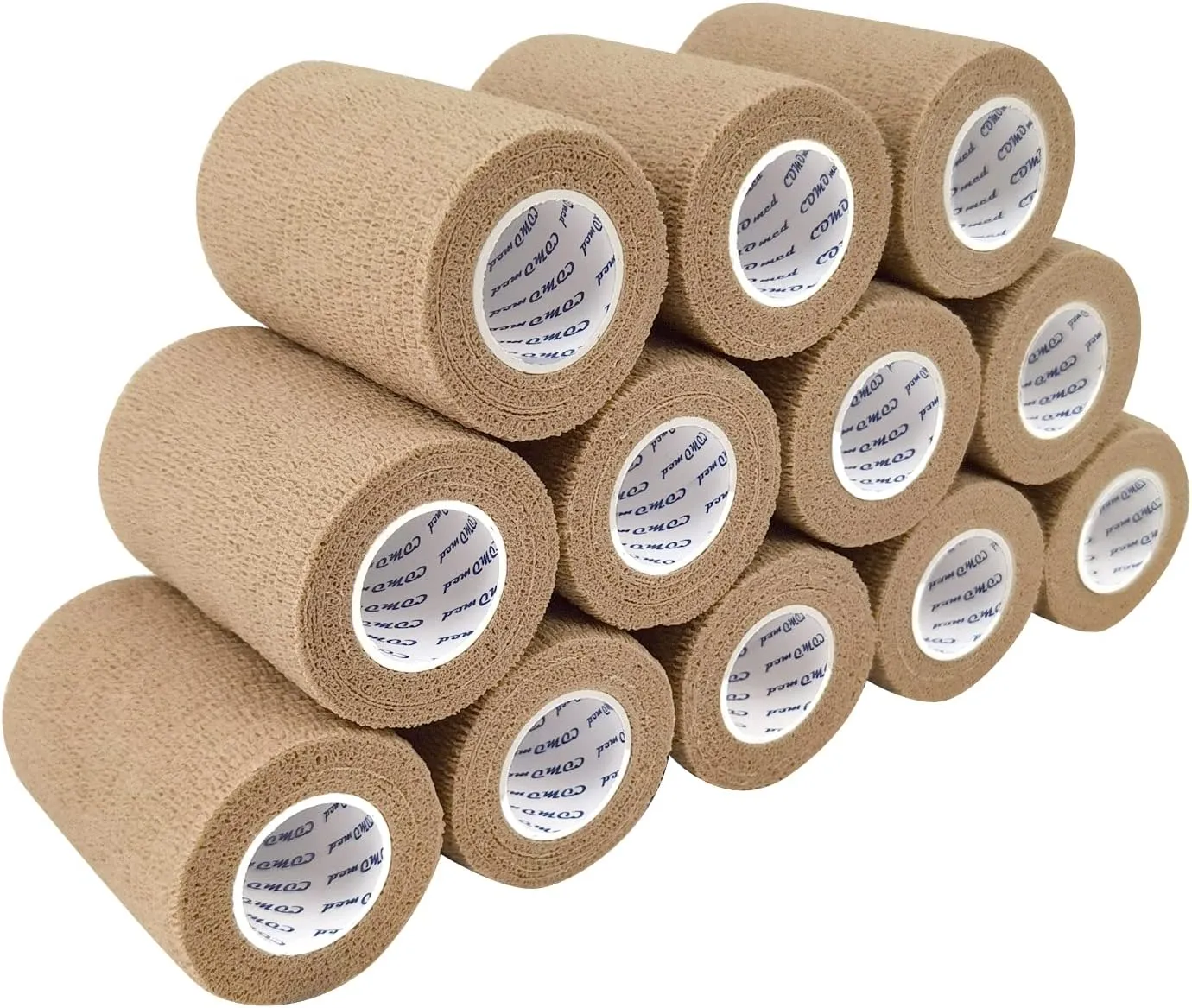 Self Adherent Cohesive Bandage Latex 3"x5 Yards First Aid Bandages Stretch Sport Athletic Wrap Vet Tape for Wrist Ankle Sprain and Swelling,Skin(12 Rolls)