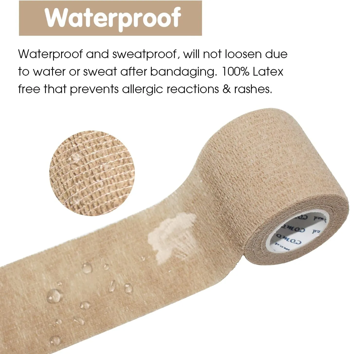Self Adherent Cohesive Bandage Latex 3"x5 Yards First Aid Bandages Stretch Sport Athletic Wrap Vet Tape for Wrist Ankle Sprain and Swelling,Skin(12 Rolls)