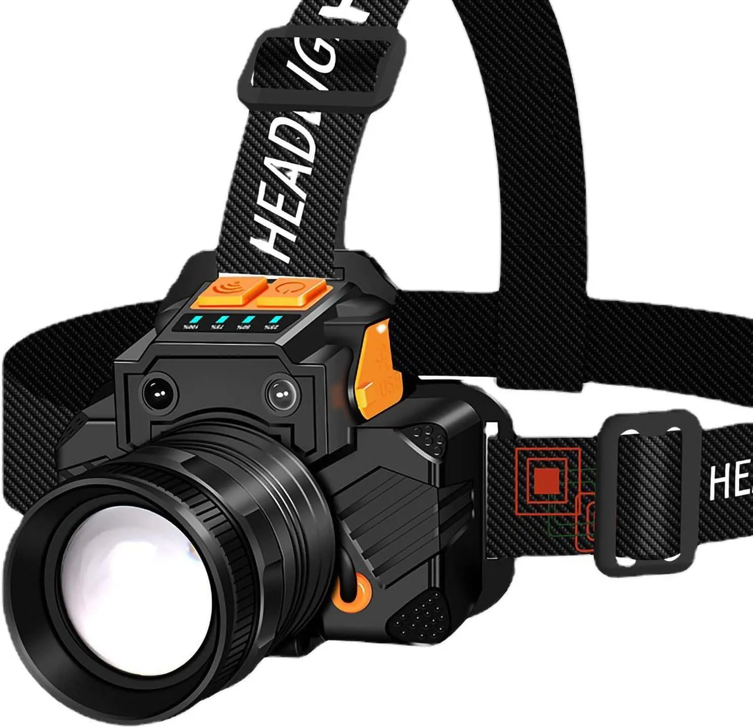 Sensor LED Head Lamp Zoomable USB Charging Strong Light Outdoor Flashlight Headlamp for Night Riding Camping Emergency Aluminum Alloy ABS (White Light)