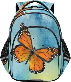senya Backpack Toddler School Book Bag for Girls Boys Kids Travel Bag Monarch Butterfly 8-14 Years Old