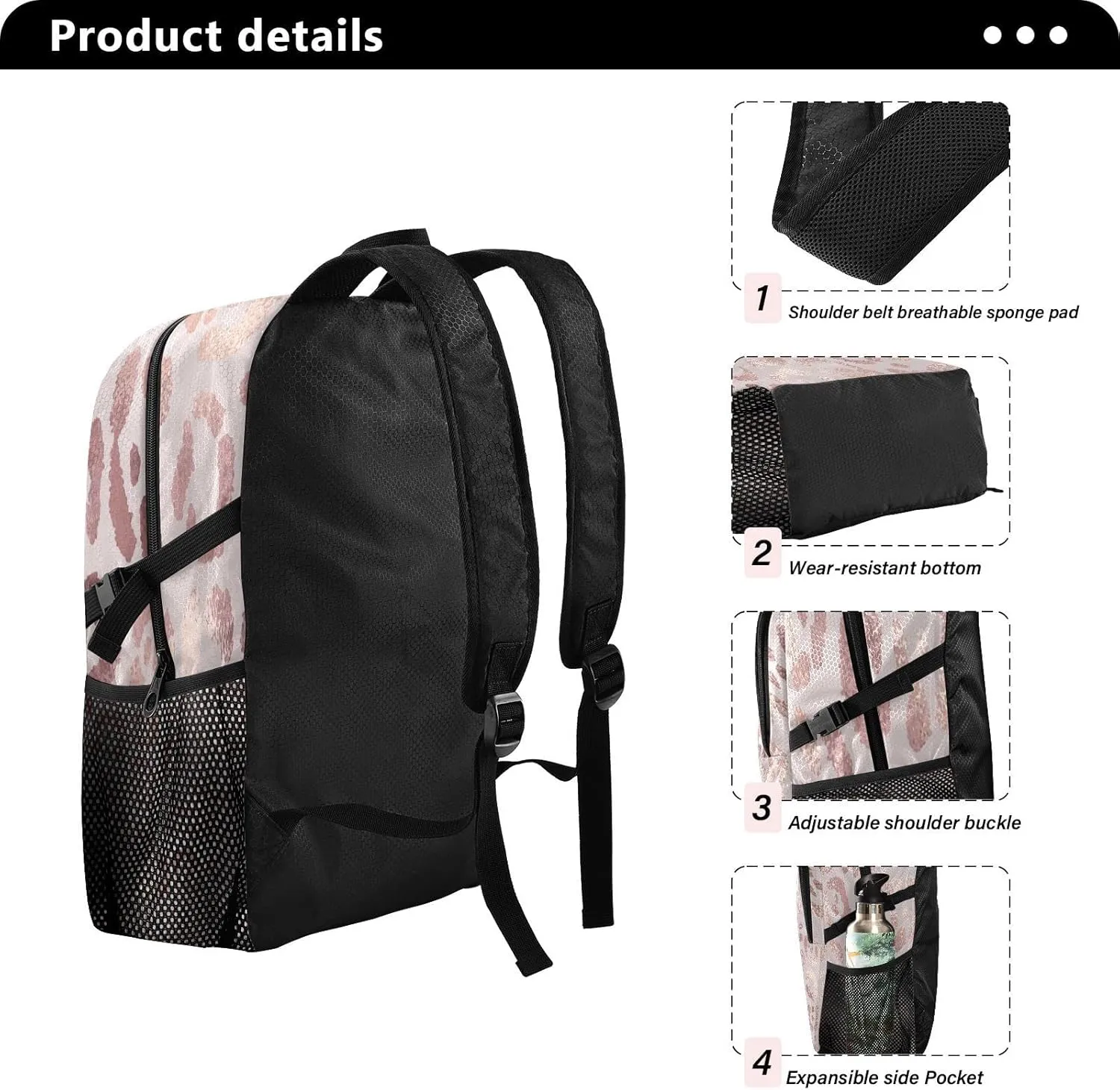 senya Lightweight Packable Backpack Travel Hiking Daypack Foldable Backpack Leopard Print Cheetah Rose Gold for Men Women