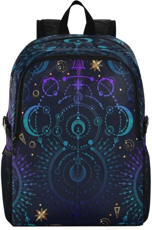 senya Lightweight Packable Backpack Travel Hiking Daypack Foldable Backpack Moon Star Witchy Blue & Purple for Men Women
