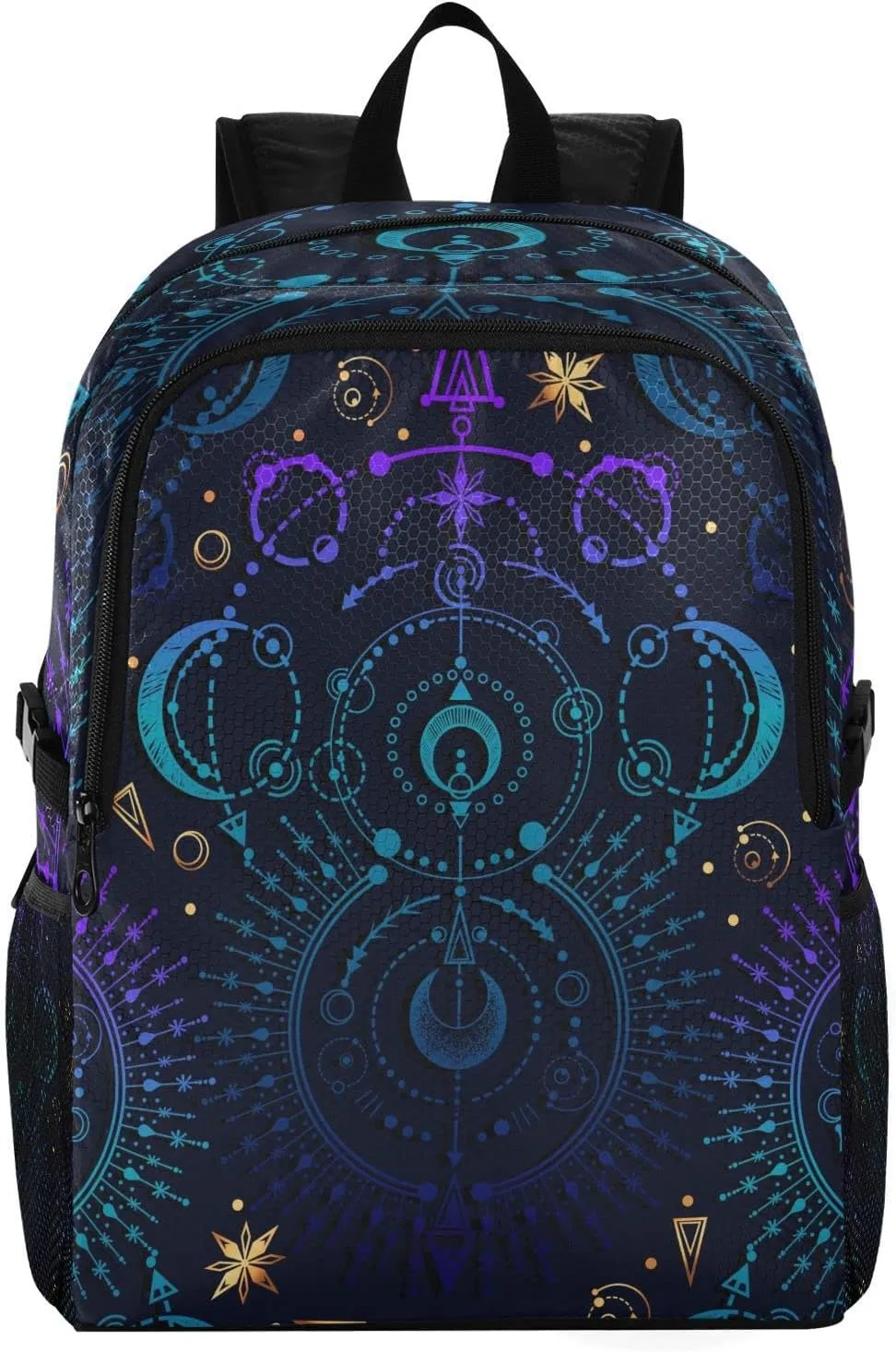 senya Lightweight Packable Backpack Travel Hiking Daypack Foldable Backpack Moon Star Witchy Blue & Purple for Men Women