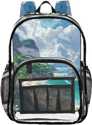 senya Transparent School Bag Seaside Reef Travel Backpack With Water-Resistant PVC Plastic Clear Bagpack