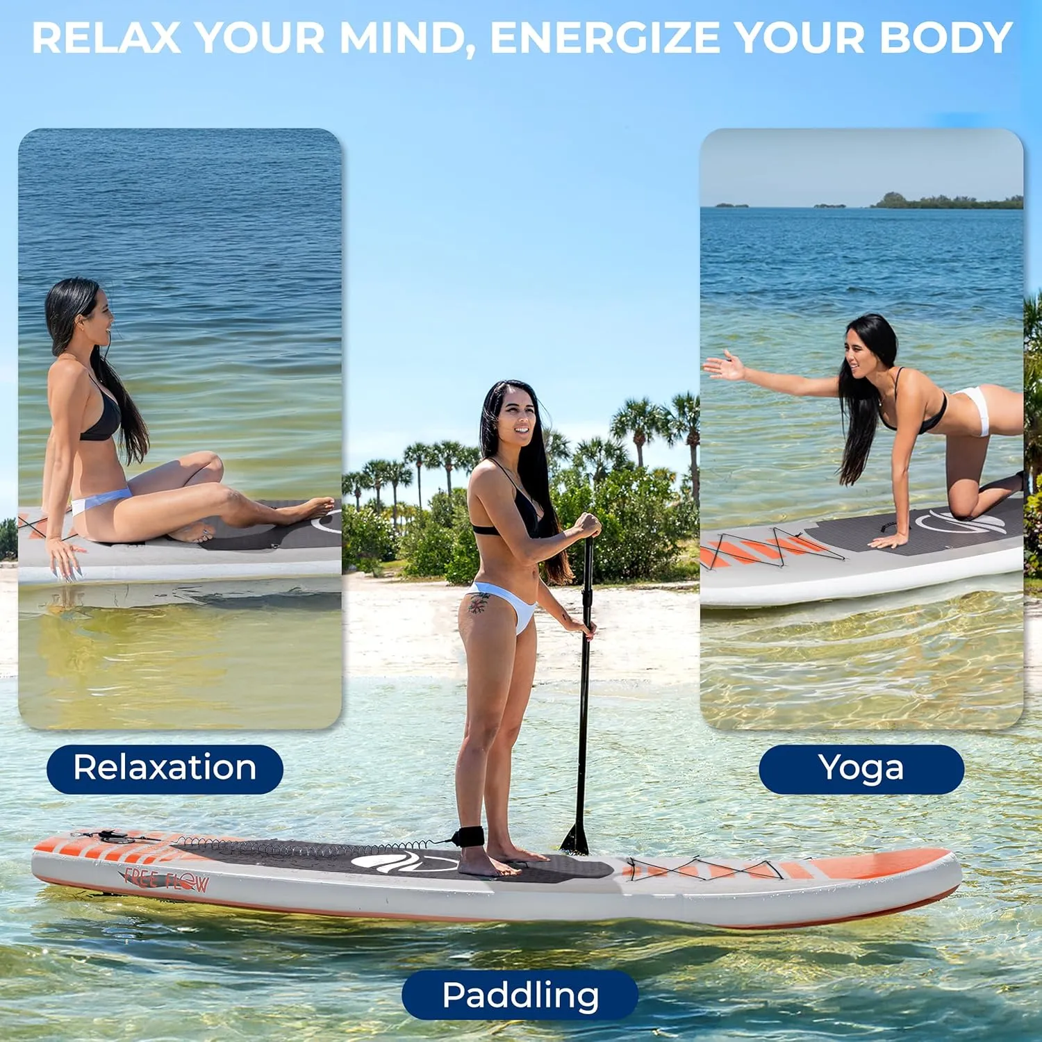 SereneLife Inflatable Stand Up Paddle Board with Premium SUP Accessories, Wide Stable Design, Non-Slip EVA Deck Pad for Youth and Adults
