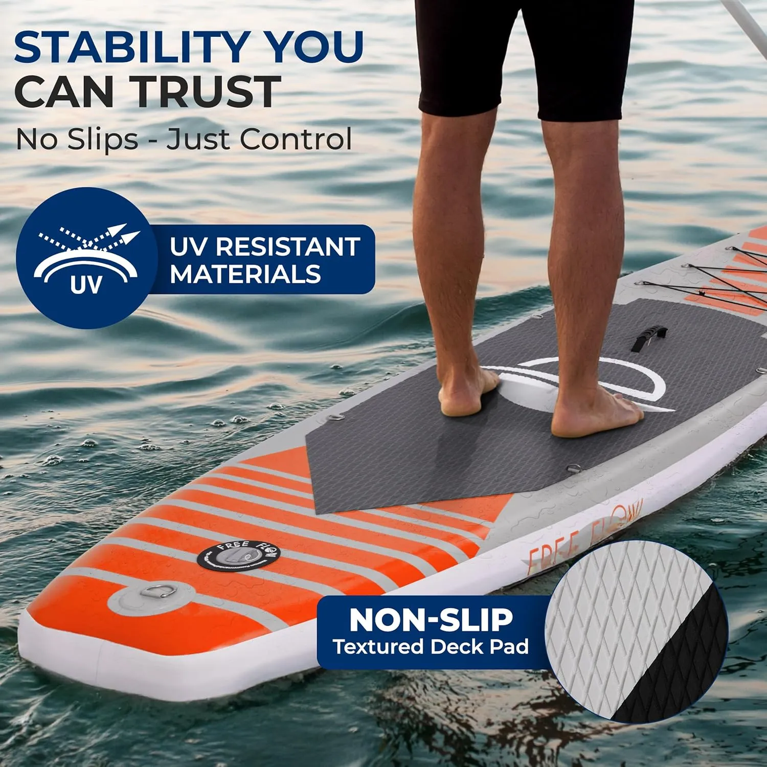 SereneLife Inflatable Stand Up Paddle Board with Premium SUP Accessories, Wide Stable Design, Non-Slip EVA Deck Pad for Youth and Adults