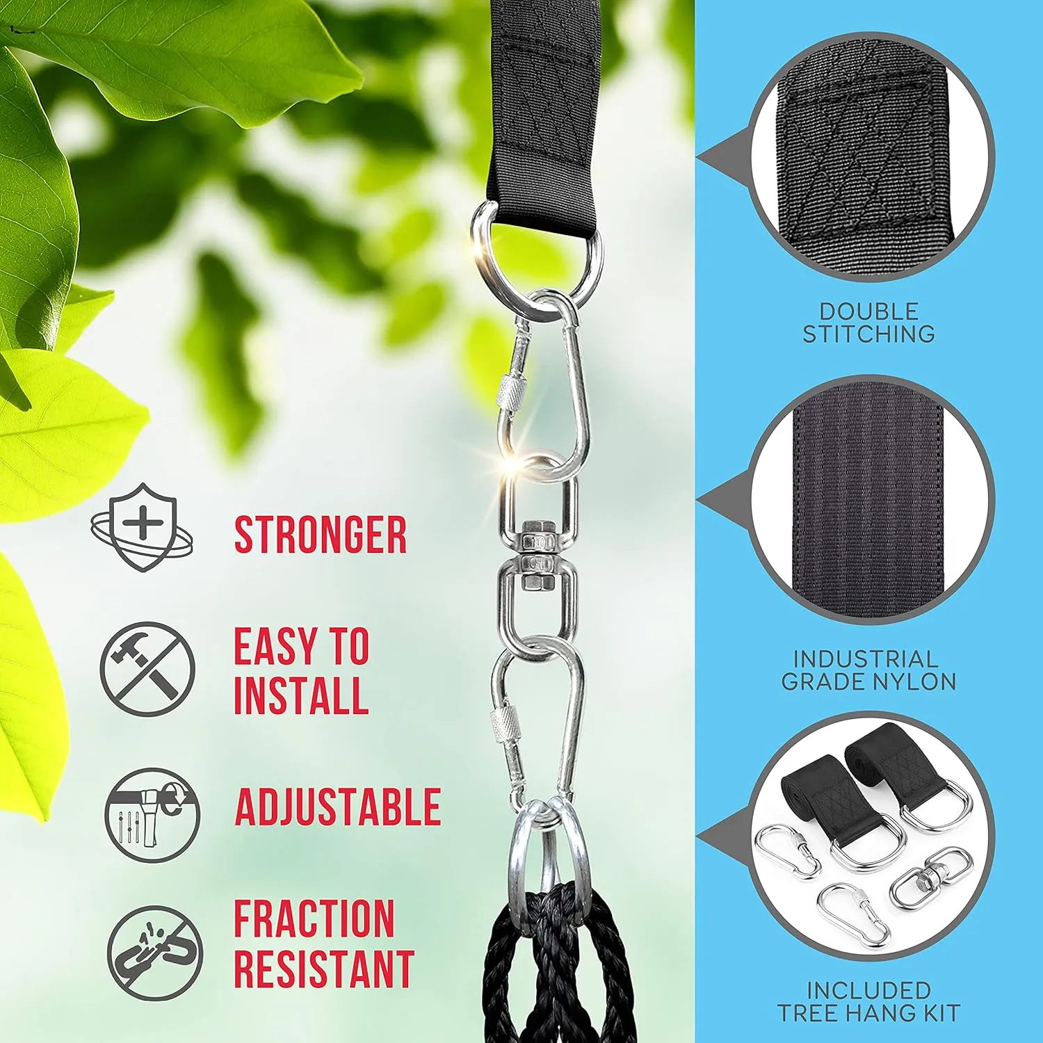 SereneLife Saucer Swing with Tree Hang Kit, 40” Outdoor Tree Swing, 2 Adjustable Hanging Rope Straps and Center Swivel Spinner for Kids (Green)