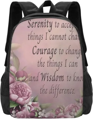 Serenity Prayer Floral (4) Lightweight Packable Backpack Travel Casual Hiking Daypack Foldable Backpack For Men Women