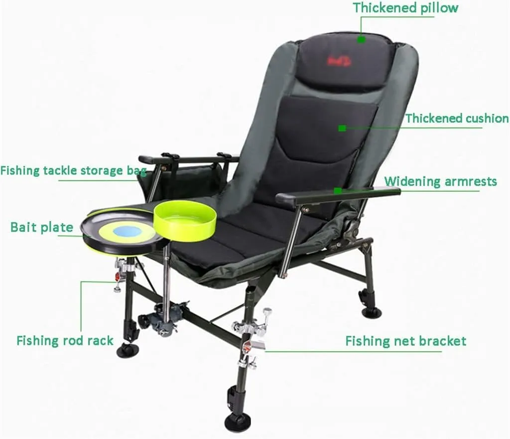 SEYFI Camping Chairs,Fishing Foldable Chair Beach Chair Outdoor Camping Portable Fishing Chair Recliner Multifunctional Collapsible Fishing Chair/D/Light Grey