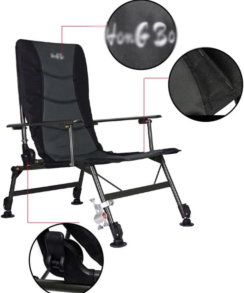 SEYFI Camping Chairs,Fishing Foldable Chair Beach Chair Outdoor Camping Portable Fishing Chair Recliner Multifunctional Collapsible Fishing Chair/D/Light Grey