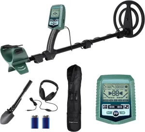 Sharp-200 Professional Metal Detector Field Kit – Adjustable Sensitivity & Stem, Weather-Sealed Coil for Shallow Water, 6 Search Modes, Folding Shovel with Compass, Headphones & Carrying Case