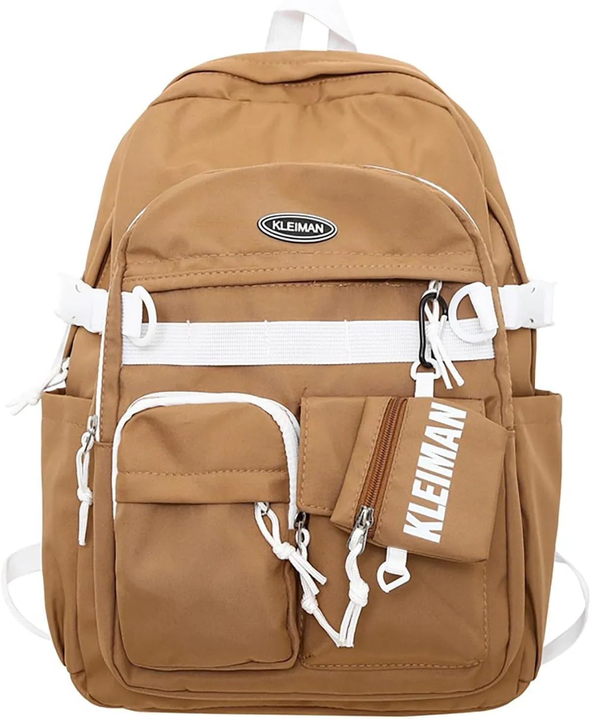 Shoulder Bag Korean Version Of The Casual Large Capacity New Backpack Men And Women Couples With The (Brown, One Size)