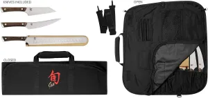 Shun Kanso 4 Piece BBQ Set, Includes 5" Asian Multi-Prep, 6" Boning/Fillet, 12" Brisket Knives & Knife Roll, Handcrafted Japanese Knife Set, AUS10A Stainless Steel Blades, Tagayasan Handles