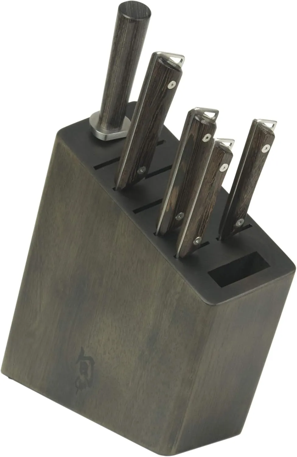 Shun Kanso 6 Piece Block Set, Includes 8" Chef, 3.5" Paring, 6" Utility, 5.5" Santoku Knives & More, Handcrafted Japanese Knife Set, AUS10A Stainless Steel Blades, Tagayasan Handles
