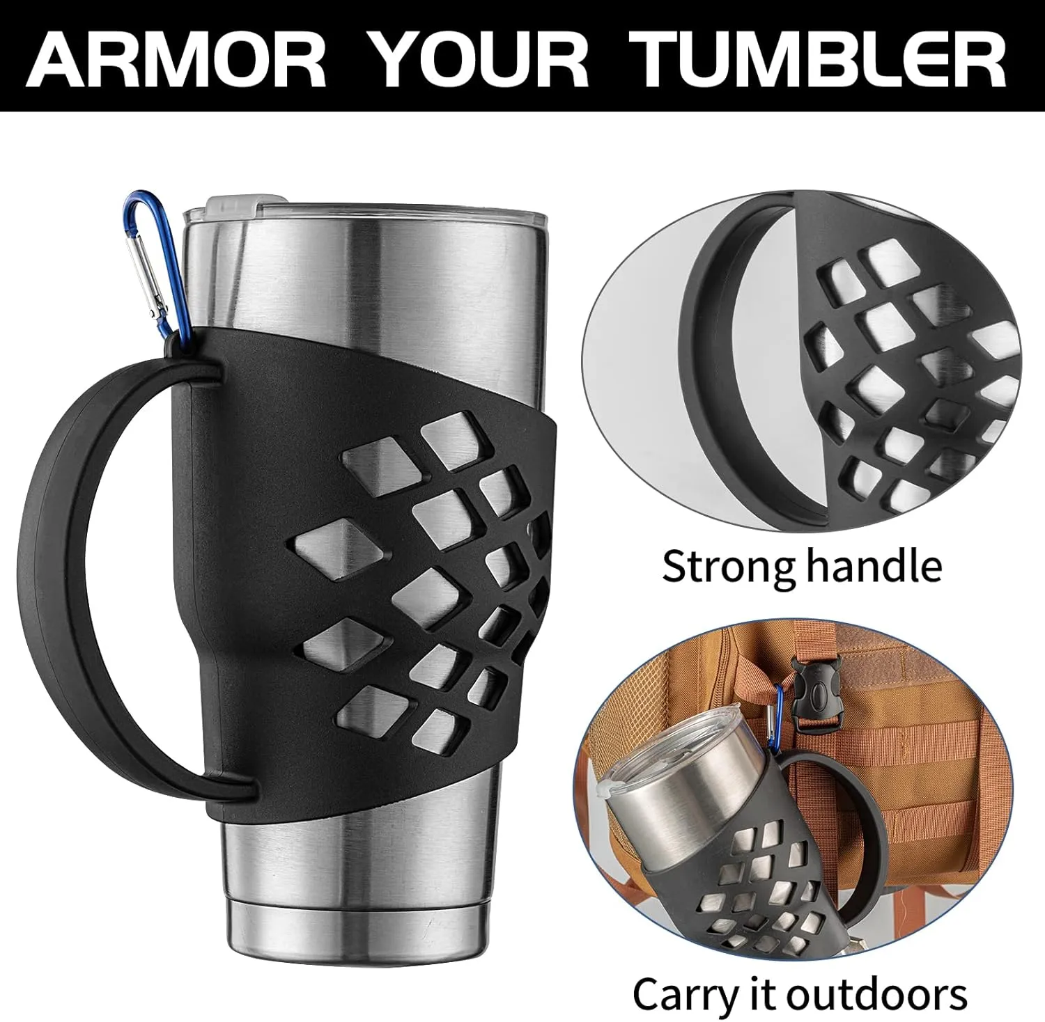 Silicone Sleeve for 30 oz Tumblers - Grip Holder for Yeti Rambler/RTIC/Corkcicle Tumbler (Purple)
