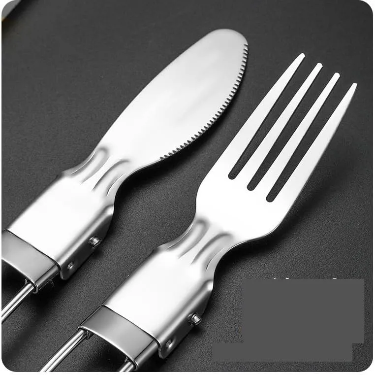 Silverware Flatware Set, 3/12/18/24/30/36 Pieces 304 Stainless Steel Folding Tableware Knife, Fork And Spoon Set Outdoor Picnic Camping Portable Tableware Foldable Spoon(Green,12 Pieces for