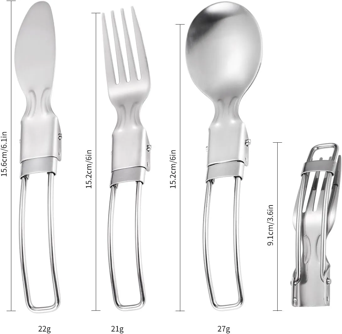 Silverware Set, Pieces Stainless Steel Outdoor Portable Tableware Set Travel Retractable Foldable Camping Picnic Dinner Knife, Fork and Spoon