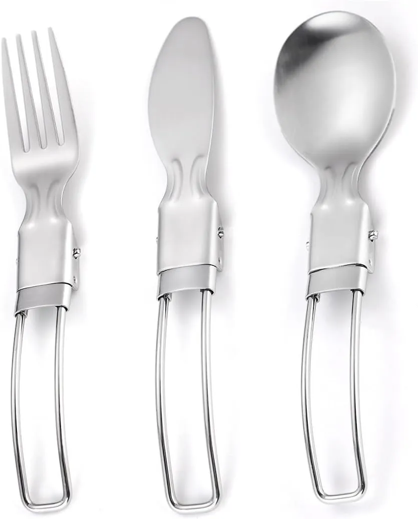 Silverware Set, Pieces Stainless Steel Outdoor Portable Tableware Set Travel Retractable Foldable Camping Picnic Dinner Knife, Fork and Spoon