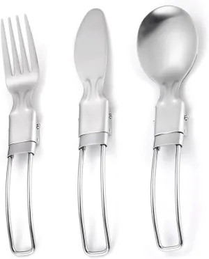 Silverware Set, Pieces Stainless Steel Outdoor Portable Tableware Set Travel Retractable Foldable Camping Picnic Dinner Knife, Fork and Spoon