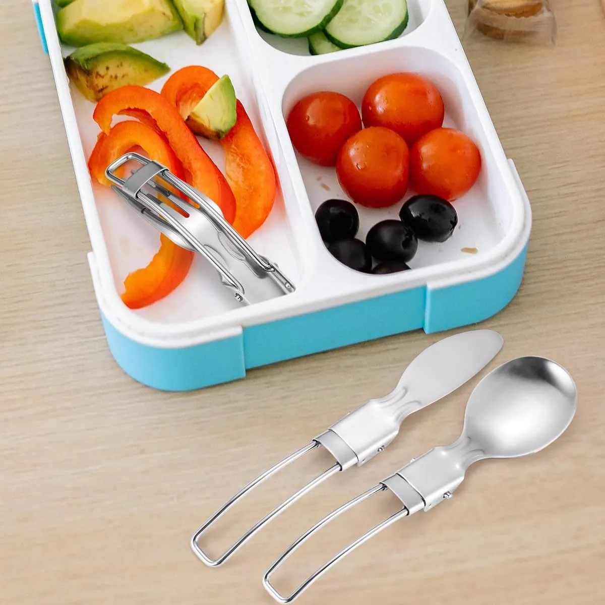 Silverware Set, Pieces Stainless Steel Outdoor Portable Tableware Set Travel Retractable Foldable Camping Picnic Dinner Knife, Fork and Spoon