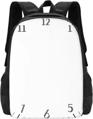 Simple White Clock With Black Lightweight Packable Backpack Travel Casual Hiking Daypack Foldable Backpack For Men Women
