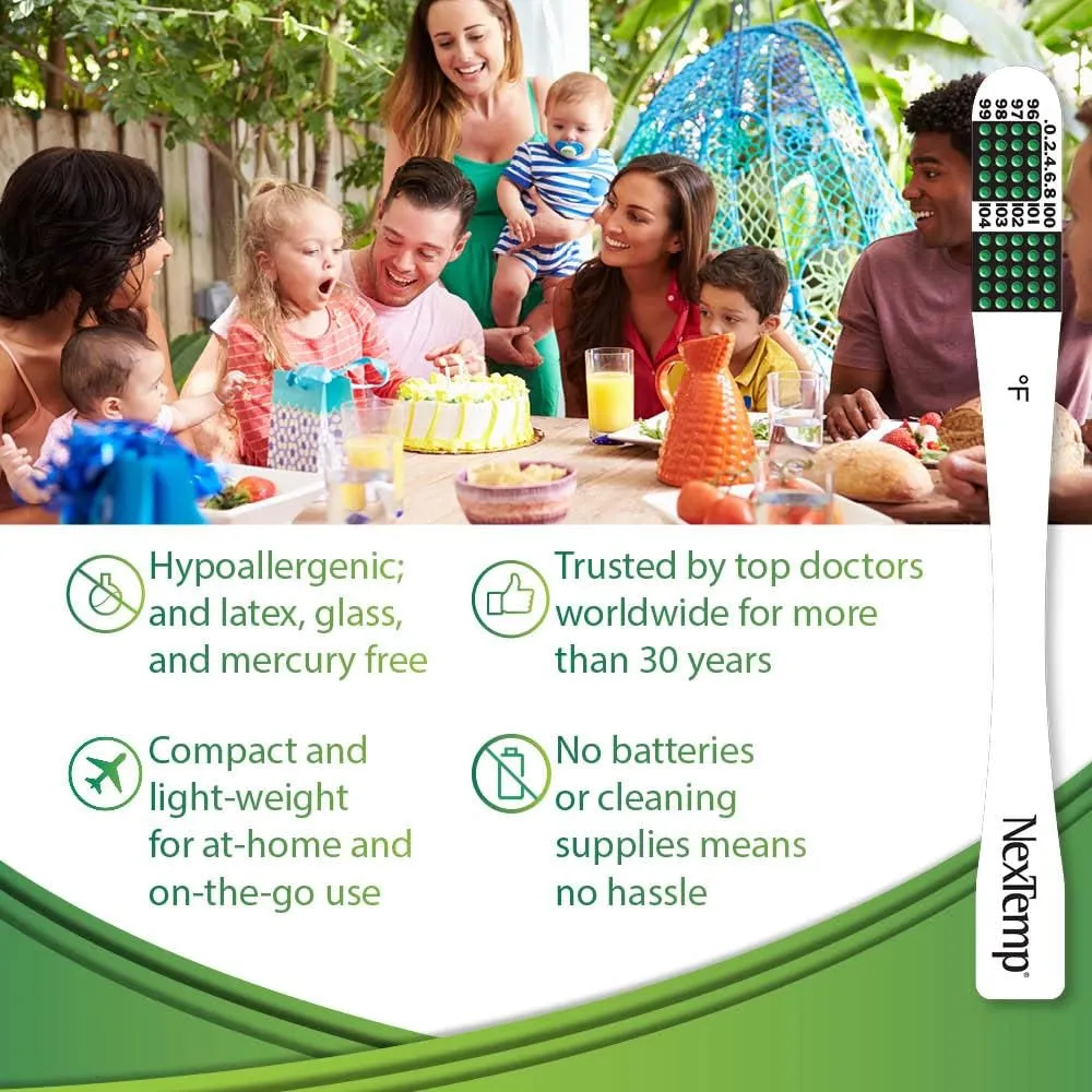 Single-Use Thermometers - Individually Wrapped Disposable First Aid Supplies, High-Accuracy For Work, School, Home, Travel, and Healthcare Use, Fahrenheit, 100-Pack, by Medical Indicators Inc.