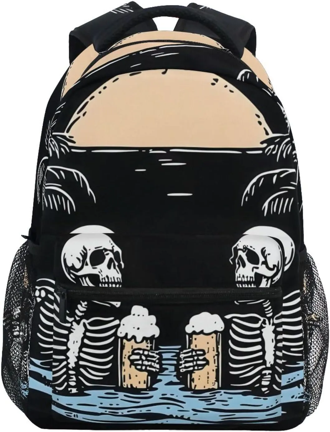 Skeleton Palm Tree School Kids Backpack for Boys Girls Laptop Backpack Lightweight Travel Bag for Women Men