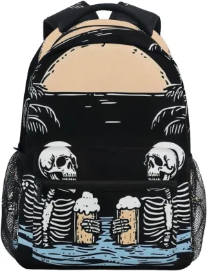 Skeleton Palm Tree School Kids Backpack for Boys Girls Laptop Backpack Lightweight Travel Bag for Women Men