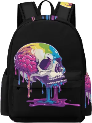 Skeleton Skull A Brain Invade Travel Backpack Lightweight Laptop Backpack Casual Daypacks Shoulder Purse Bags for Men Women