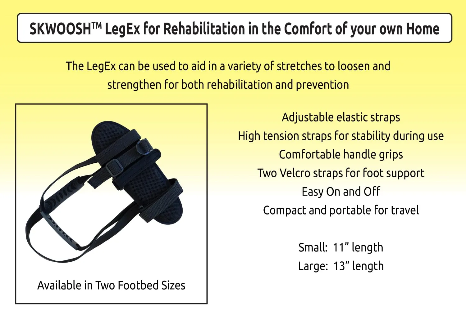 Skwoosh LegEx for knee replacement surgery rehabilitation recovery and mobility, exercise aid for strength and flexibility (Small)