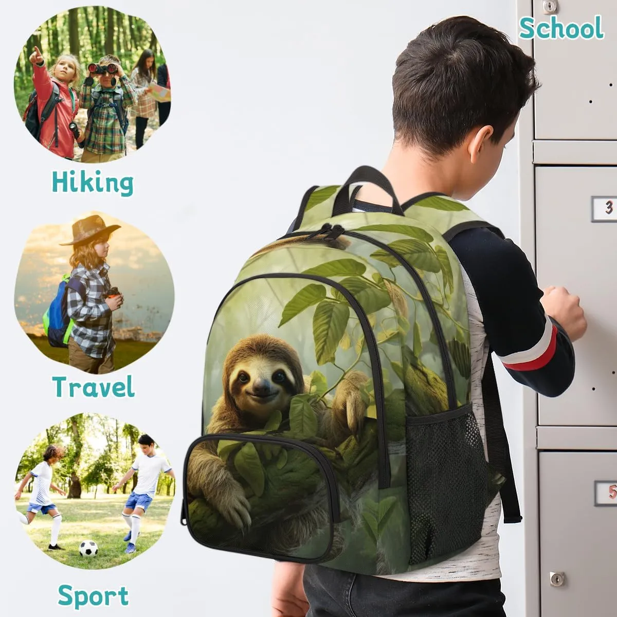 Sloth Carry on Travel Backpack for Women Men Water resistant Lightweight Rucksack Backpack for Weekender Casual Work Hiking Jungle Sloth