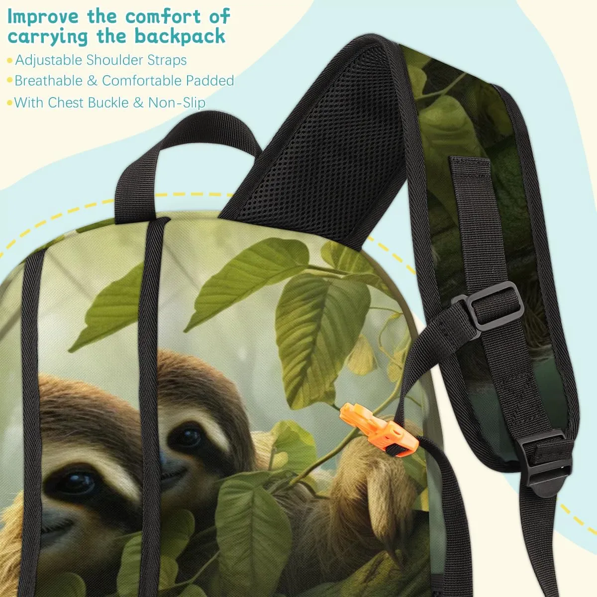 Sloth Carry on Travel Backpack for Women Men Water resistant Lightweight Rucksack Backpack for Weekender Casual Work Hiking Jungle Sloth