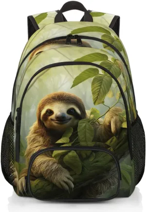 Sloth Carry on Travel Backpack for Women Men Water resistant Lightweight Rucksack Backpack for Weekender Casual Work Hiking Jungle Sloth