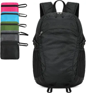 Small Hiking Daypack,15L Waterproof Hiking Backpack Packable Lightweight Travel Day Pack for Women Men (Black, Small)