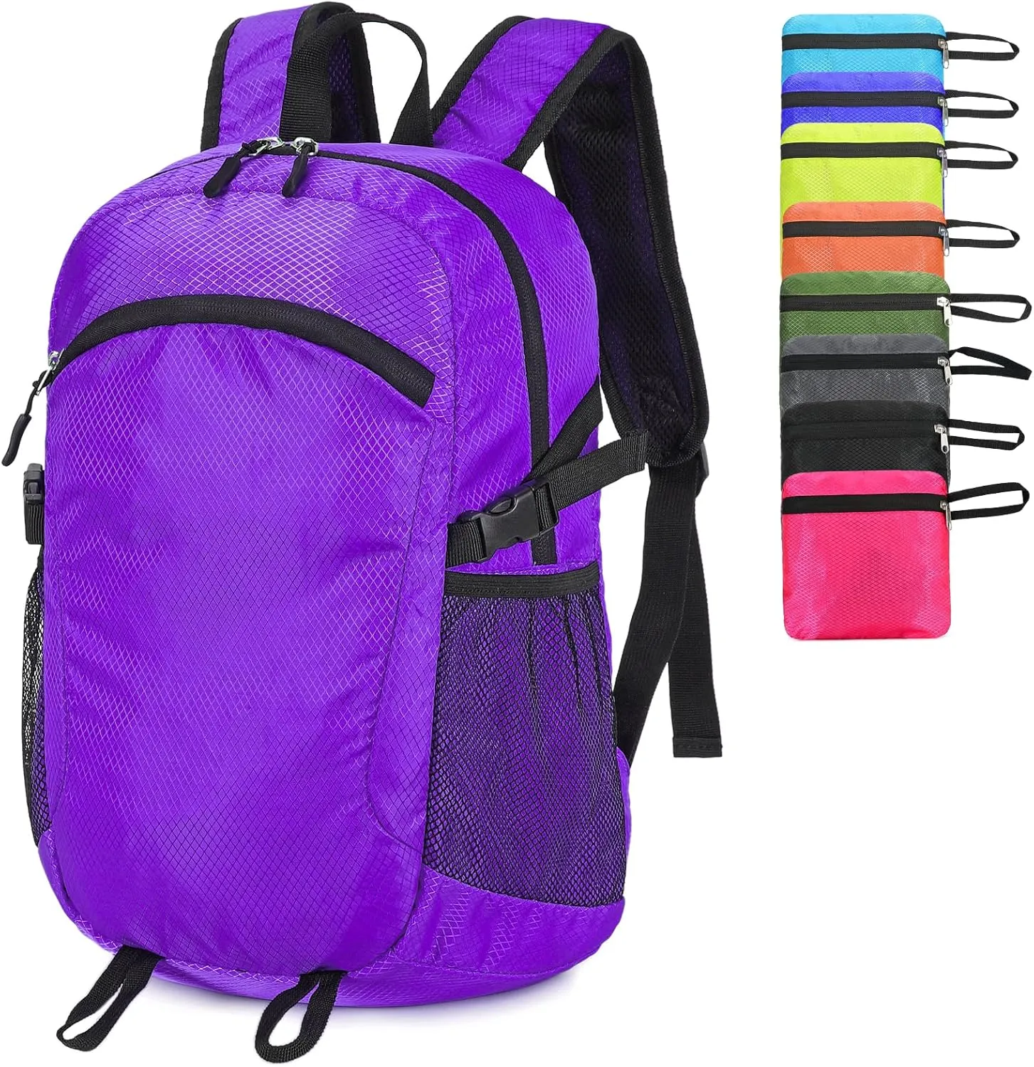 Small Hiking Daypack,15L Waterproof Hiking Backpack Packable Lightweight Travel Day Pack for Women Men (Purple, Small)