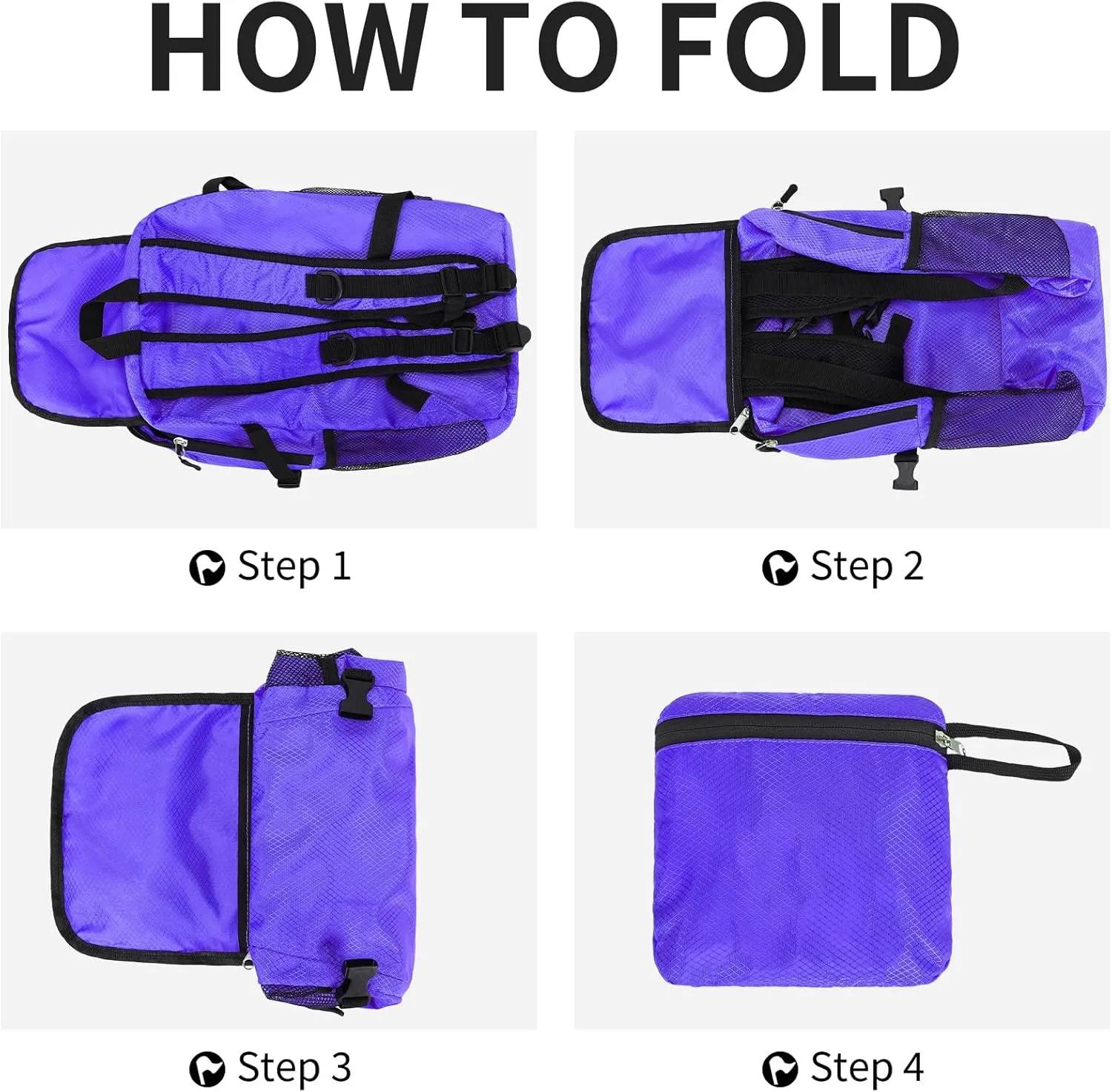 Small Hiking Daypack,15L Waterproof Hiking Backpack Packable Lightweight Travel Day Pack for Women Men (Purple, Small)