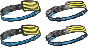 Smiling Shark LED Headlamp, 3*White Light 2 Pack   6*White Light 2 Pack The Brightest Head Lamp Rechargeable Motion Sensor Waterproof Headlight for Camping Hiking Outdoor, Head-Lamp-LED-Frontale-Light