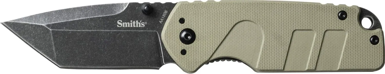 Smith's Campaign Pocket Knife – 2.78” Tonto Stainless Steel Blade – Easy Open Flipper – Everyday Carry Work, Military, Hunting, Outdoor – Straight Edge Tactical Knife – Foldable